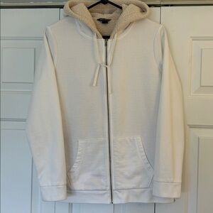Eddie Bauer Cream Sherpa-Lined Zip Hoodie Jacket
